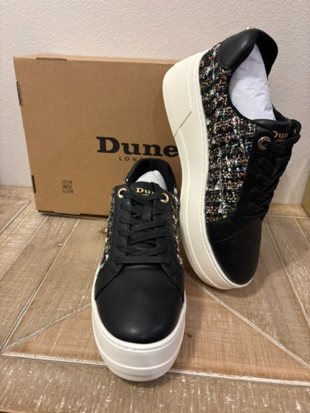 NEW Dune London Flatform Lace Up Black Fabric Sneakers SPOR 027Episode